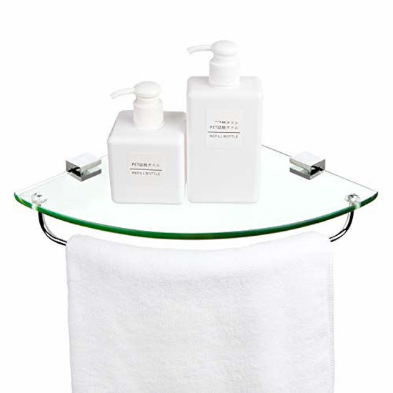 GetUSCart Vdomus Bathroom Tempered Glass Corner Shelf, Stainless Steel