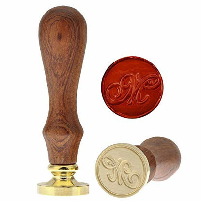 Picture of Letter M Wax Seal Stamp, Yoption Vintage Retro Brass Head Wooden Handle Alphabet Letter M Classic Sealing Wax Seal Stamp (M)