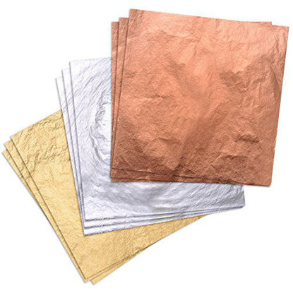 Picture of Pangda 300 Pieces Gilding Foil Imitation Gold, Silver and Copper Leaf for DIY Art Crafts Decoration