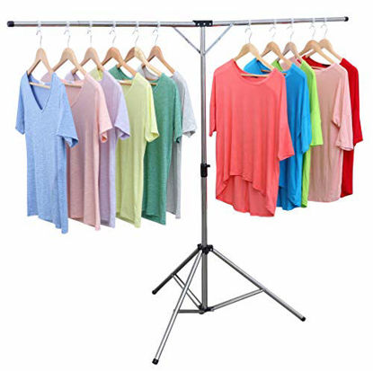 Picture of exilot Foldable Portable Space Saving Clothes Drying Rack, Adjustable High Capacity Stainless Steel Laundry Drying Rack