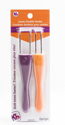 Picture of Authentic Knitting Board Loom Double Hooks, Purple/Orange