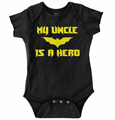 Picture of Brisco Brands My Uncle is a Hero Superhero Bat Unisex Baby Bodysuits Black
