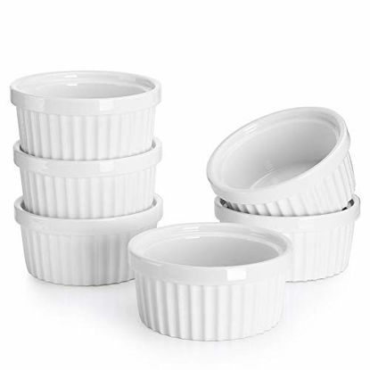 Picture of Sweese 502.001 Porcelain Souffle Dishes, Ramekins - 4 Ounce for Souffle, Creme Brulee and Dipping Sauces - Set of 6, White