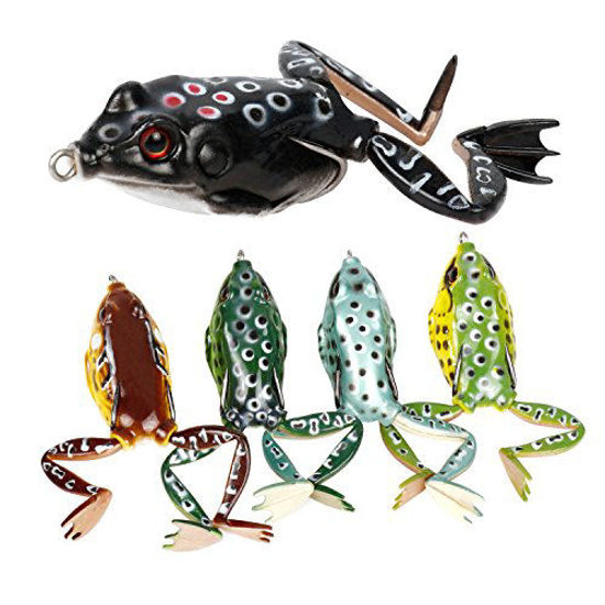 GetUSCart- RUNCL Topwater Frog Lures with Legs, Soft Fishing Lure Kit with  Tackle Box for Bass Pike Snakehead Dogfish Musky (Pack of 5)