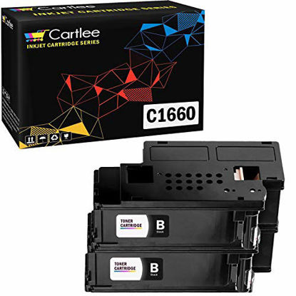 Picture of Cartlee Set of 2 Black Compatible High Yield Laser Toner Cartridges Replacement for Dell C1660, C1660W, C1660cnw, 1660, 1660w, 1660cnw 4G9HP Printers