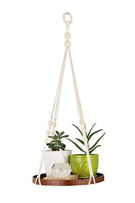 Picture of TIMEYARD Macrame Plant Hanger - Indoor Hanging Planter Shelf - Decorative Flower Pot Holder - Boho Bohemian Home Decor, in Box, for Succulents, Cacti, Herbs, Small Plants