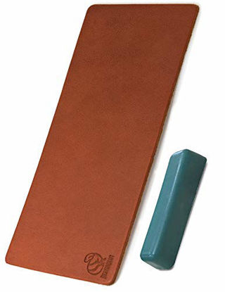 Picture of BeaverCraft Stropping Leather Strop for Sharpening Knife LS2P1 - Leather Honing Strop 3 x 8 IN- Knives Sharpening Kit with Stropping Set Buffing Polishing Compound - Double Sided Genuine Leather