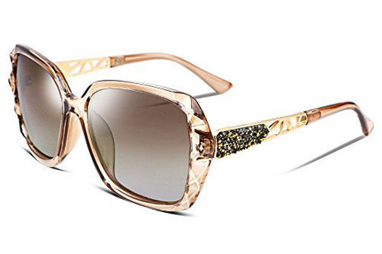 Picture of FEISEDY Polarized Women Square Sunglasses Sparkling Composite Shiny Frame B2289