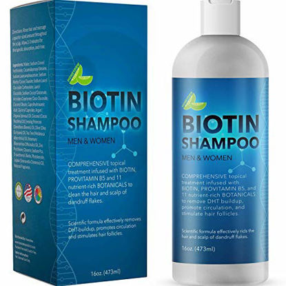 Picture of Natural Biotin Shampoo for Thin Hair - Sulfate Free Shampoo for Fine Hair Care with Biotin Hair Vitamins for Thinning Hair Care - Zinc Pyrithione Shampoo Biotin Coconut Oil Dry Scalp Treatment
