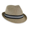 Picture of Men/Women Summer Straw Trilby Fedora Hat in Blue, Tan, Black (XLarge, Tan)