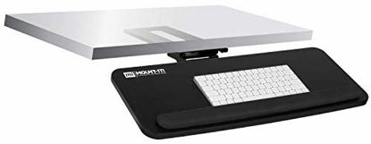 Picture of Mount-It! Adjustable Under Desk Keyboard Tray, Ergonomic Computer Keyboard and Mouse Platform with Wrist Rest Pad, Keyboard Slide Out Tray with Height, Tilt and Swivel Adjustment, Black (MI-7132)