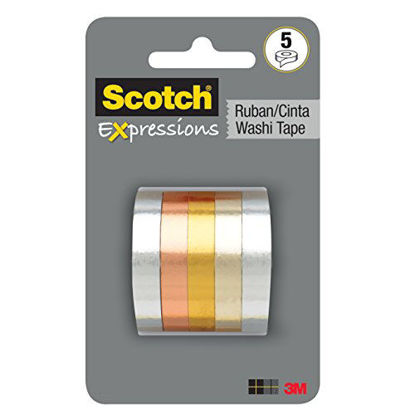 Picture of Scotch Expressions Washi Tape Multi Pack, 5 rolls/pk, Thin Foil Collection (C1017-5-P1)