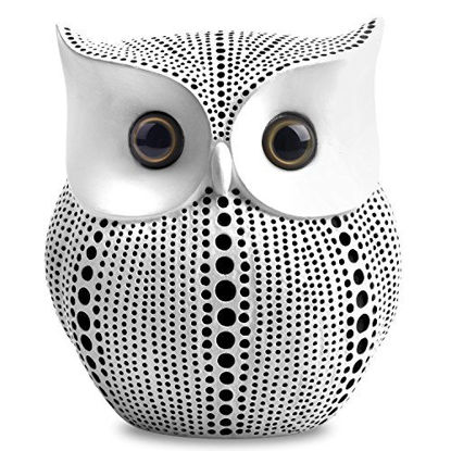 Picture of Owl Statue Decor (White) Small Crafted Buho Figurines for Home Decor Accents, Living Room Bedroom Office Decoration, Book Shelf TV Stand Decor - Animal Sculptures Collection BFF Gifts for Birds Lovers