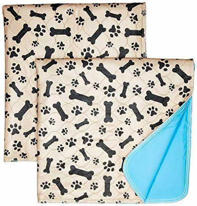 Picture of Washable Pee Pads for Dogs Whelping Reusable (2-Pack) Quilted Large 35 x 31 Extra Absorbent Layered Waterproof Mat Puppy Adult Senior Pets Pooch | Home Travel or Crate Training Whelping Dog Wee Wee L