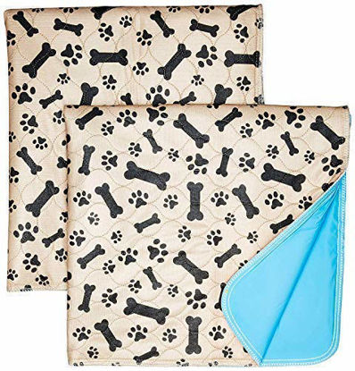 Picture of Washable Pee Pads for Dogs Whelping Reusable (2-Pack) Quilted Large 35 x 31 Extra Absorbent Layered Waterproof Mat Puppy Adult Senior Pets Pooch | Home Travel or Crate Training Whelping Dog Wee Wee L