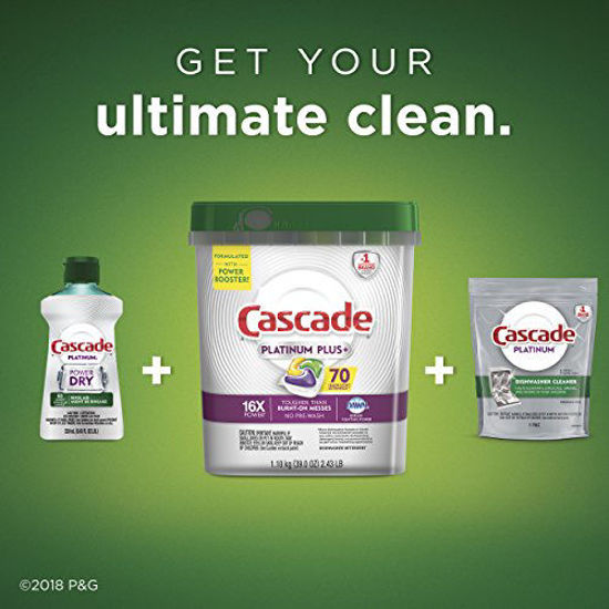 GetUSCart Cascade Platinum Plus Dishwasher Pods, ActionPacs Detergent, Lemon, 70 Count
