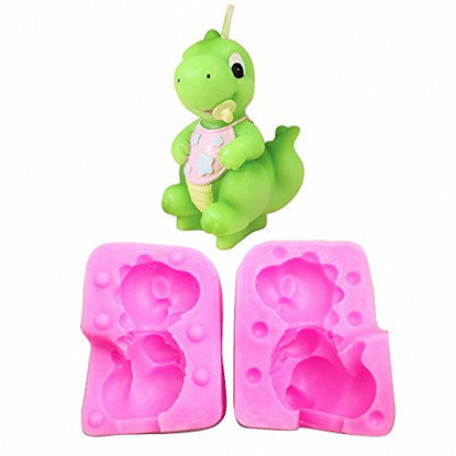 Picture of MoldFun 3D T Rex Baby Dinosaur Silicone Mold for Fondant, Candle, Chocolate, Soap, Chocolate, Cake Decorating, Crayon Melt, Polymer Clay