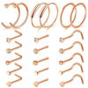 Picture of D.Bella 20G Rose Gold Nose Ring-21pcs Nose Rings Studs Nose Screws Stainless Steel Nose Rings 8mm