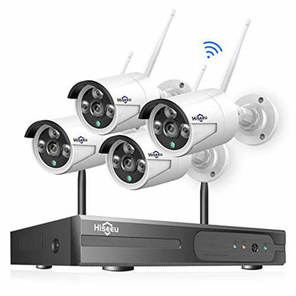 Picture of [8CH Expandable] Hiseeu 1080P Wireless Security Camera System with One-Way Audio, 4Pcs Outdoor/Indoor WiFi Surveillance Cameras with HD Video,Night Vision Weatherproof,Motion Detection, No Hard Drive