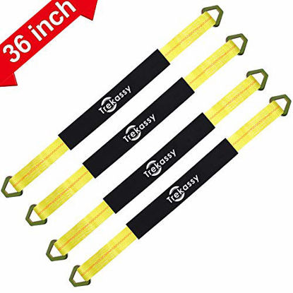 Picture of Trekassy 4 Pack 36"x 2"Axle Tie Down Straps with D-Ring and Protective Sleeve 10,000 Pound Capacity