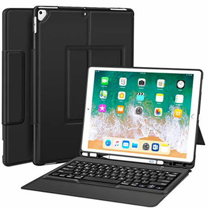 Picture of Sounwill ipad pro 12.9 Case with Keyboard Compatible for ipad pro 12.9" 2015/2017, Ultra-Thin PU Leather Silicon Rugged Shock Keyboard Stand Case with Pencil Holder (Not Fit for 2018 New ipad)-Black