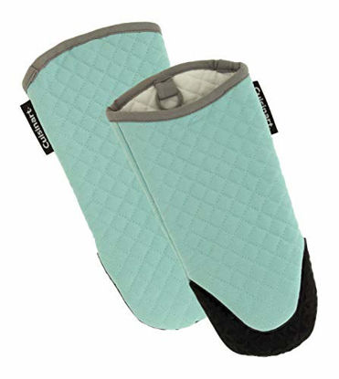 Picture of Cuisinart Silicone Oven Mitts, 2pk - Heat Resistant Quilted Oven Gloves to Safely Handle Hot Cookware - Soft Insulated Deep Pockets, Non-Slip Grip and Convenient Hanging Loop - Pastel Turquoise