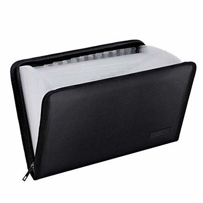 Picture of Expanding File Folder Important Document Organizer Fireproof Document Bag-A4 Size, 25 Pockets,Color Labels,Non-Itchy Silicone Coated Portable Filing Organizer Folder(14.3" x 9.8")