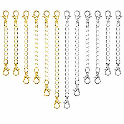 Picture of Paxcoo 12Pcs Chain Extender Jewelry Necklace Lobster Clasps and Closures for Necklace Bracelet Jewelry Making Supplies