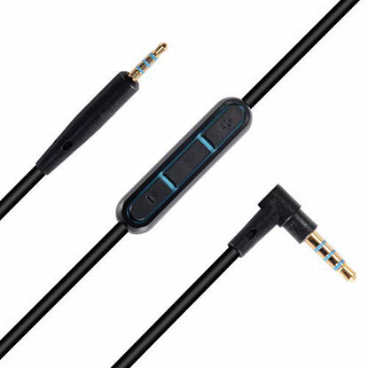 Picture of Replacement Audio Cable Cord Line Compatible with for Bose QC25 QuietComfort 25 Headphone Inline Mic Remote Volume Control for iOS Android System (Black)