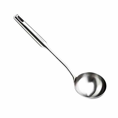 Picture of Soup Spoon Ladle,304 Stainless Steel Cooking Spoon Kitchen Tool For Wok With Hollow Handle Heat Resistant, Silver/13.9Inch