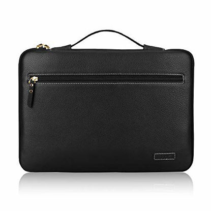 Picture of FYY 12-13.5" [Premium Leather] Laptop Sleeve Case Cover Bag for MacBook Pro/ MacBook Air/ iPad Pro 12.9 2018 2017 2016, Laptop Bag for 12"-13.5" Surface Lenovo Dell HP ASUS Acer Chromebook Black