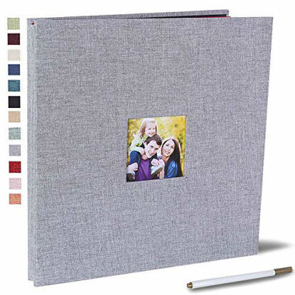 Picture of Self Adhesive Photo Album 3x5 4x6 5x7 8.5x11 Magnetic Scrapbook Album Hardcover DIY Photo Album Length 13 x Width 12.8 (Inches) with A Metallic Pen