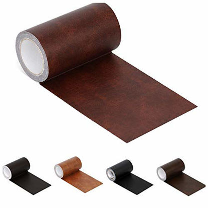Picture of Leather Repair Tape Patch Leather Adhesive for Sofas, Car Seats, Handbags, Jackets,First Aid Patch 2.4X15 (red Brown Leather)