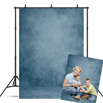 Picture of BoTong 5x7ft Abstract Blue Vinyl Portrait Backdrop Solid Color Photography Background Baby Headshots Photocall Adult Child Travel Family Newborns Party Decoration Studio Props