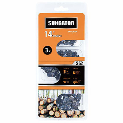 Picture of SUNGATOR 3-Pack 14 Inch Chainsaw Chain SG-S52, 3/8" LP Pitch - .050" Gauge - 52 Drive Links, Compatible with Craftsman, Poulan, Ryobi, Homelite, Echo