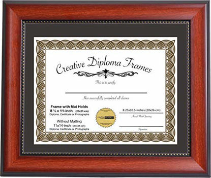 Picture of Creative Picture Frames 11x14-inch Eco Mahogany Diploma Frame with Black Mat to Hold 8.5x11 Media A4 Document Includes Installed Hangers