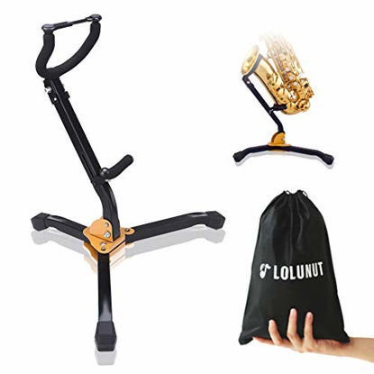 Picture of LOLUNUT Saxophone Stand, Foldable Alto/Tenor Sax Stand, Adjustable Metal Triangle Base Design