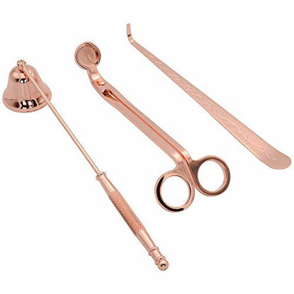 Picture of Candle Accessory Set, Candle Snuffer, Candle Wick Trimmer Candle Cutter, Candle Wick Dipper with Gift Package, 3 in 1 Candle Tool Kit, Great for Scented Candles Lovers (Rose Gold)