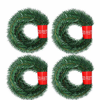 Picture of DearHouse 80Feet Christmas Garland, 4 Strands Artificial Pine Garland Soft Greenery Garland for Holiday Wedding Party,Stairs,Fireplaces Decoration, Outdoor/Indoor Use