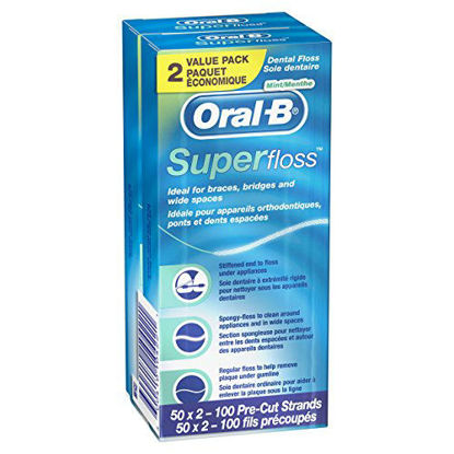 Picture of Oral-B Super Floss Pre-Cut Strands, Mint, 50 Count, Pack of 2