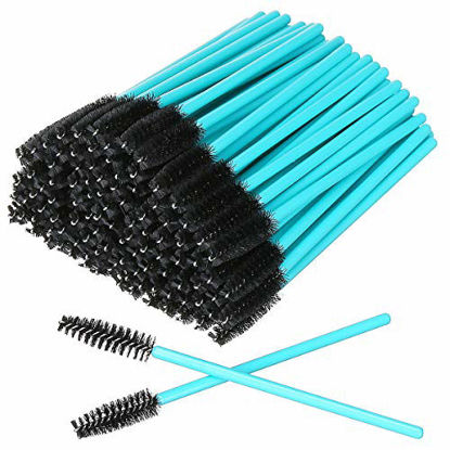 Picture of Akstore 100 Pack Disposable Eyelash Mascara Brushes Eyelash Brush Wands Applicator Makeup Kits (Blue-Black)