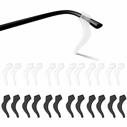 Picture of SMARTTOP Silicone Ear Hooks Anti-slip Holder Temple Tips Sleeve Retainer for Glasses Sunglasses 12 pairs (US-S-22A-Black&Clear)