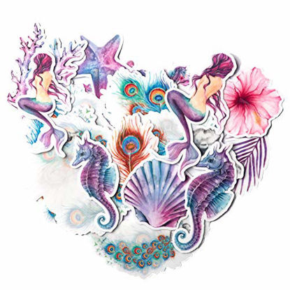 Picture of Navy Peony Mystical Mermaid Stickers and Decals (21 Pieces) | Aesthetic Stickers for Water Bottles and Phone Cases | Unique Party Favor for Girls | Waterproof Stickers for Tumblers and Laptops