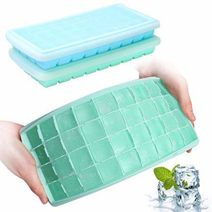 Ice Cube Trays, 2 Pack Silicone Ice Tray with Removable Lids Easy Release  Flexible 21 Ice Cube Molds BPA Free for Whiskey, Cocktail, Stackable  Durable & Dishwasher Safe 