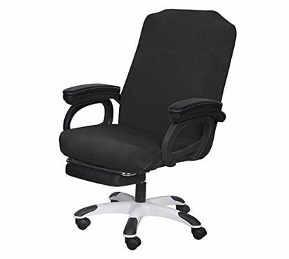 Picture of SARAFLORA Office Chair Covers Stretch Washable Computer Chair Slipcovers for Universal Rotating Chair Large Size Black