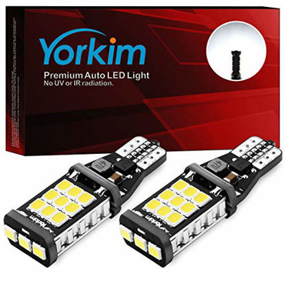 Picture of Yorkim 921 LED Bulb 912 led reverse lights High Power 2835 21-SMD Chips Extremely Bright Error Free T15 led bulb Backup Light Bulbs 906 904 902 W16W 921 bulb 912 Reverse Lights, 6000K White, Pack of 2