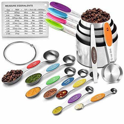 Picture of FANGSUN Measuring Cups and Spoons, Stainless Steel Measuring Cup and Magnetic Measuring spoon Set (Set of 14)