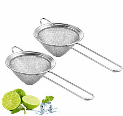 Picture of Fine Mesh Strainer For Bar -Stainless Steel Conical Strainer For Cocktail Drink Bar Strainers Bartender Bar Tool, 3.5" Inch (2 pcs)