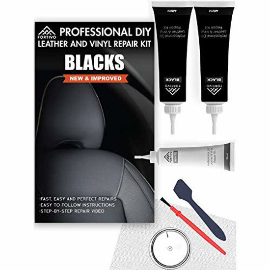 Black Leather and Vinyl Repair Kit - Furniture, Couch, Car Seats, Sofa,  Jacket, Purse, Belt, Shoes, Genuine, Italian, Bonded, Bycast, PU, Pleather, No Heat Required