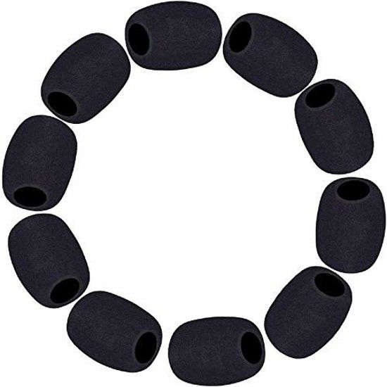 Picture of 10 Pack Lapel Microphone Windscreen, Headset Windscreen, Mic Foam Covers Lavalier Microphone Windscreen for Variety of Headset Microphone, Tough Sponge Material, Microphone Noise Reduction, Black